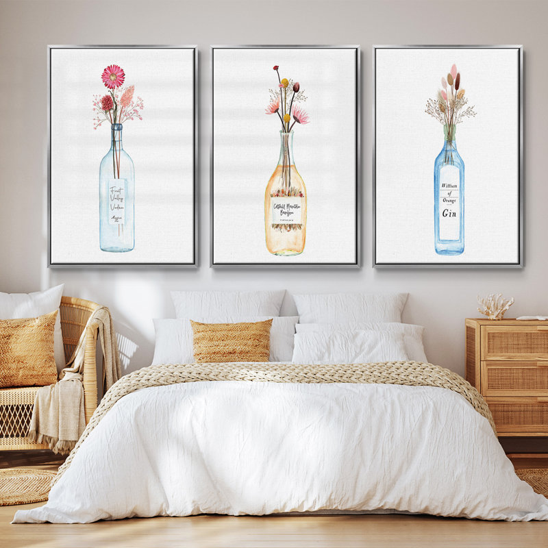 Vodka Frost Valley 3 pièces, H 36 po x l 72 po, Encadrement argenté