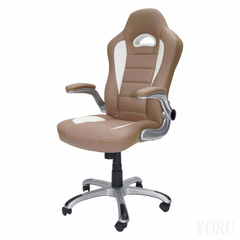 Fauteuil de direction à dossier haut avec accoudoirs rabattables, chameau
