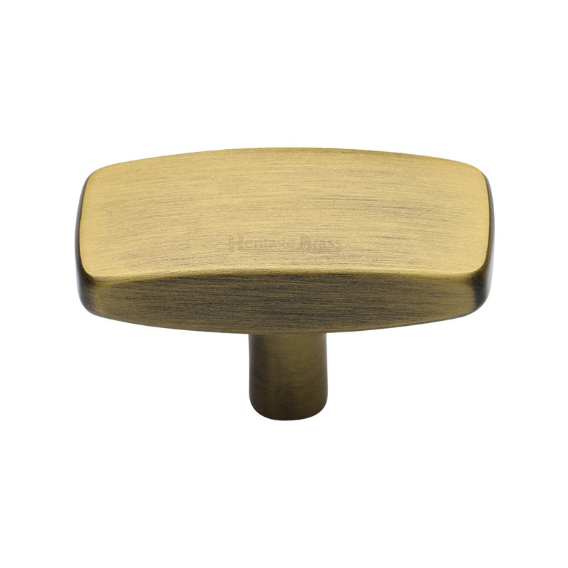 Heritage Brass Cabinet Knob Rectangular Design, 41mm L x 22mm W x 28mm H, Antique Brass