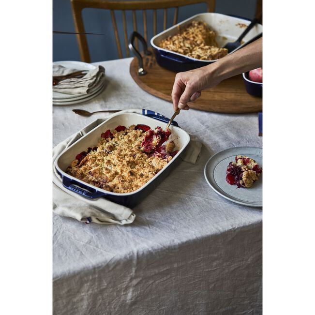 Ceramique 2-Piece Rectangular Baking Dish Set, Dark Blue