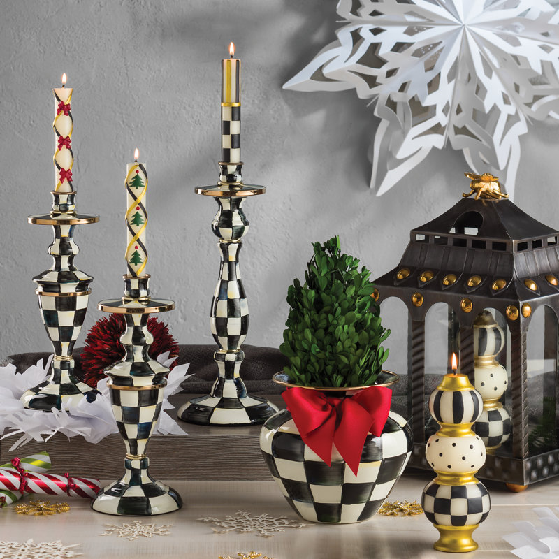 Courtly Check Medium Enamel Candlestick