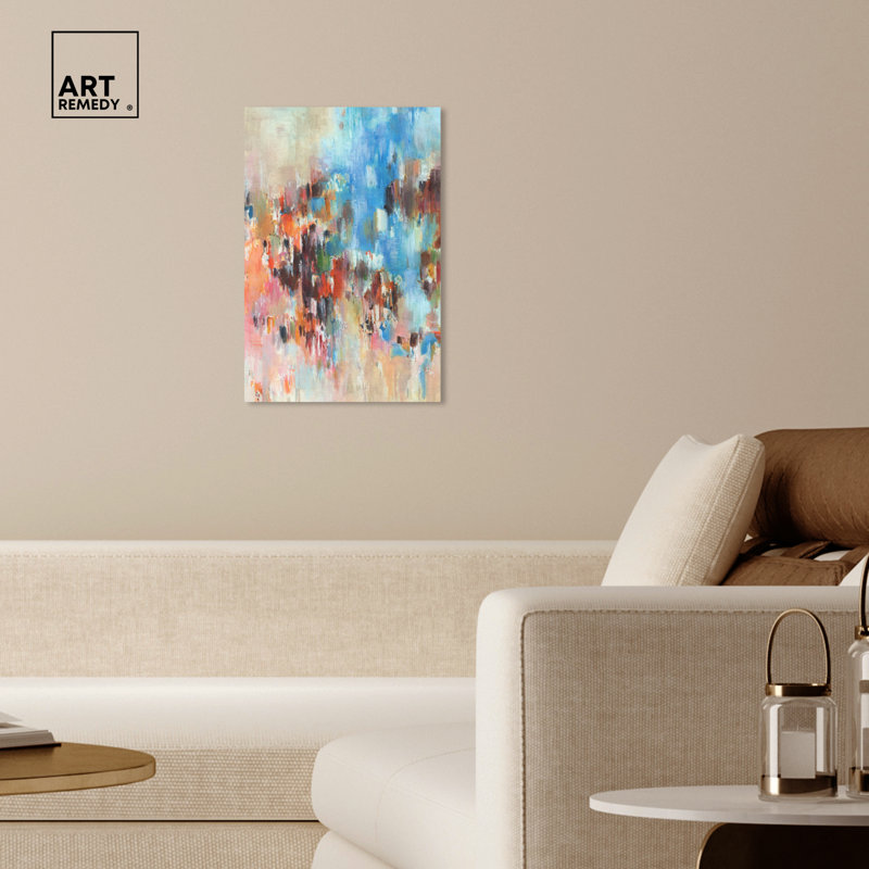 Gallery Wrapped Blue and Orange Abstract Canvas Wall Art, 16" x 24"