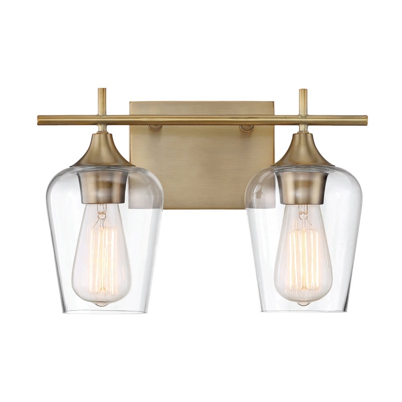 Éclairage pour meuble-lavabo à intensité variable Breena en laiton chaud, Laiton chaleureux, Clear