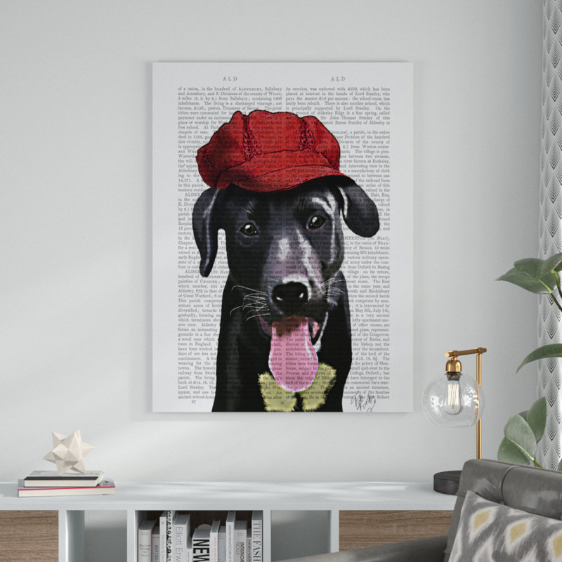 «Labrador with Cap», reproduction d'impression sur toile tendue, H 47 po x l 35 po x P 2 po