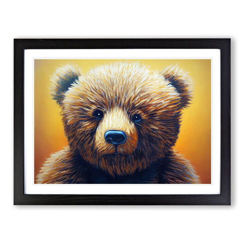 Mind Blowing Teddy Bear - Single Picture Frame Print, 46cm H x 64cm W, Black Framed
