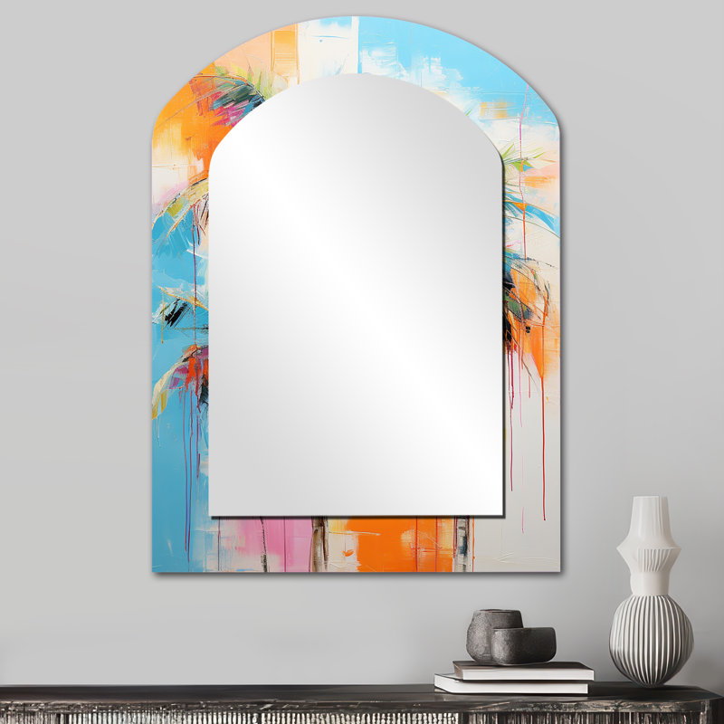Palmiers Palm V - miroir unique de forme unique de palmiers, grand miroir mural de forme traditionnelle, impression d'art en métal