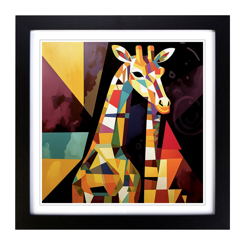 Giraffe Constructivism No.1 - Framed Print, Black