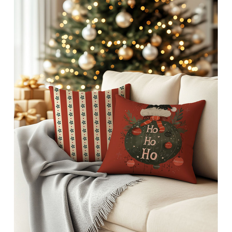 Miti Christmas Cushion Cover Set (2 Pieces), 16.9 x 16.9 Inches | 50% Cotton / 50% Polyester, Machine Washable at 86°F | Ironable, No Filling | Perfect Holiday Decor for Cozy Living Spaces and Festive Touch