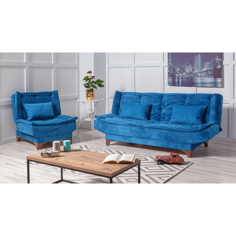 Masonville 2 - Piece Living Room Set, Dark Blue 100% Fabric