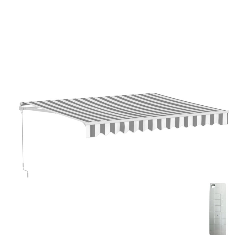 Auvent d'extérieur motorisé rétractable avec structure blanche ALEKO, Gris / Blanc, l 12 pi x P 10 pi