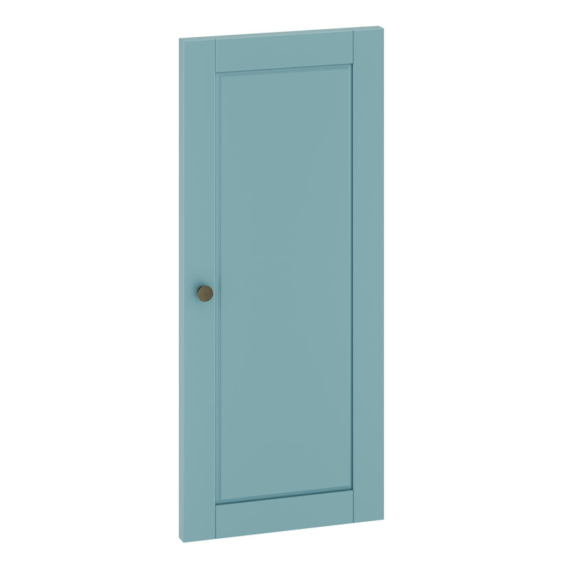 Ensemble de porte à panneau surélevé 100% bois massif Wilken, Bleu aqua