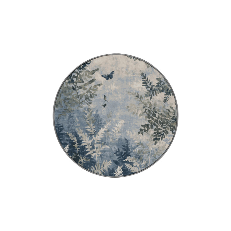 Machine Washable Gray Area Rug, Round 6'