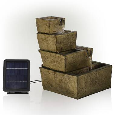 Koolscapes Solar Power 5-Tier Cascading Fountain, Terracotta
