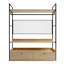 Armoire industrielle moderne avec 2 tiroirs, couleur chêne, 59,0 x 70,9 x 16,5 pouces | 100% panneau de particules enduit de mélamine, 0,7 po d'épaisseur | Pieds électrostatiques en métal thermolaqué, conception murale, grandes tablettes de rangement