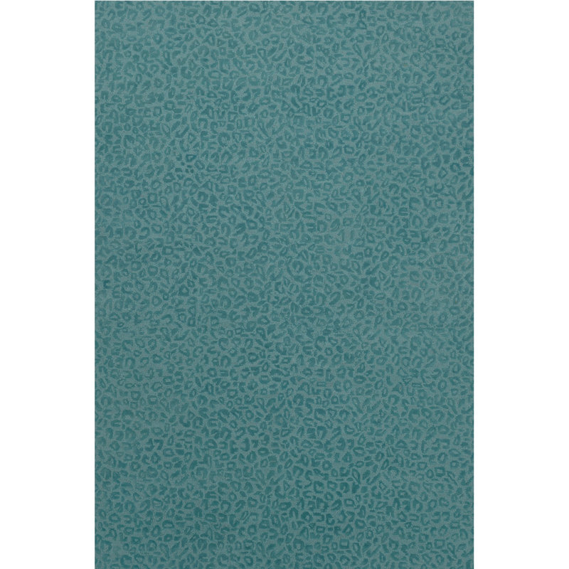 Leopardess Dusty Turquoise Hand-Tufted Responsible Wool Rug, Rectangle 6' x 9'