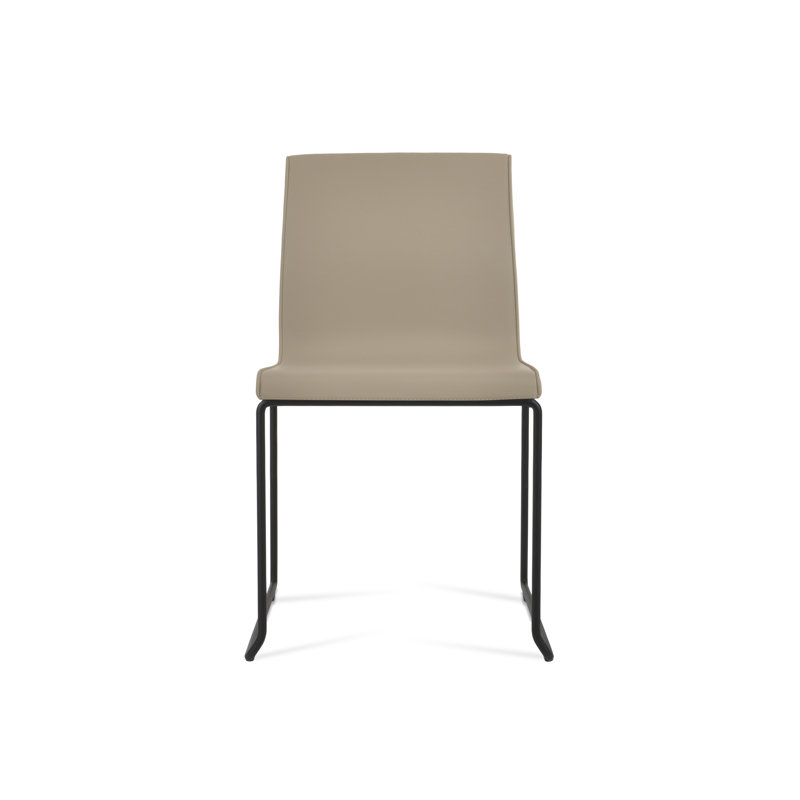 Chaise rembourrée empilable Polo, Gris, Noir mat