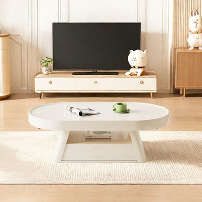 Table basse crémeuse avec rangement chic