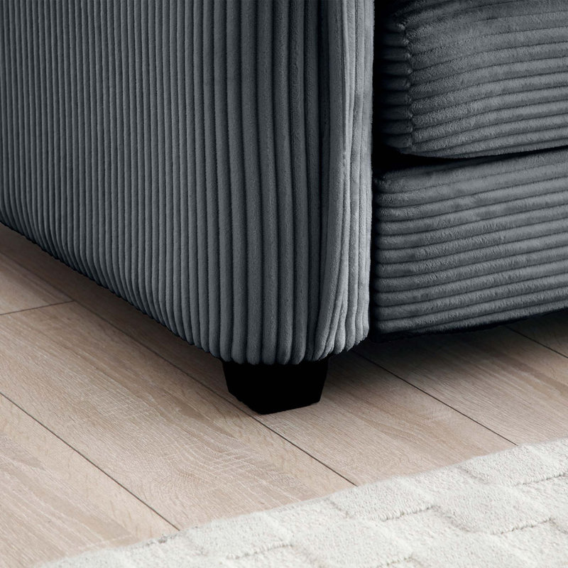 Canapé avec un repose-pieds, Velours côtelé gris, H 33,88 po x l 80,33 po x P 48,05 po