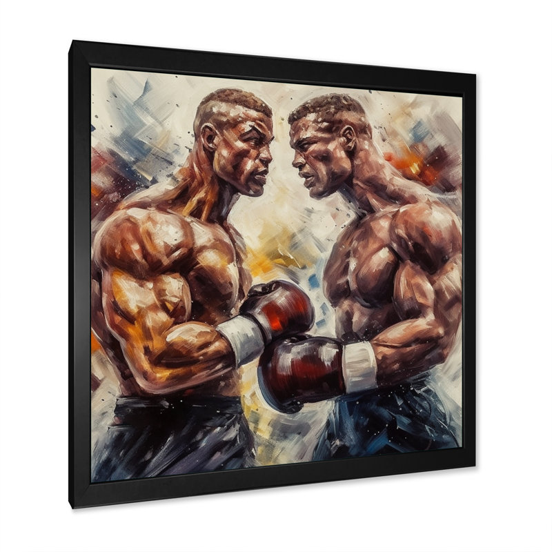 Légendaire combat II sur toile, Cadre d'angle fermé noir, H 16 po x l 16 po x P 1 po