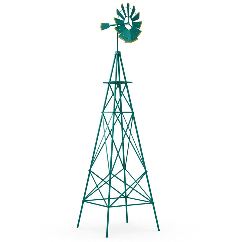 Carmeshia Metal Windmill, Green