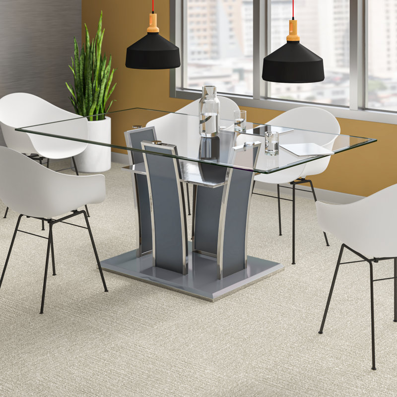 Coetta 42" Pedestal Dining Table, Chrome