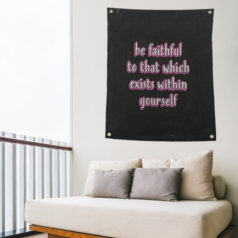 Tableau noir de polyester fidèle à vous-même tapisserie quote, H 36 po x l 26 po, Rose