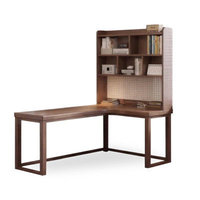 Tan Rectangular Solid Wood  desk