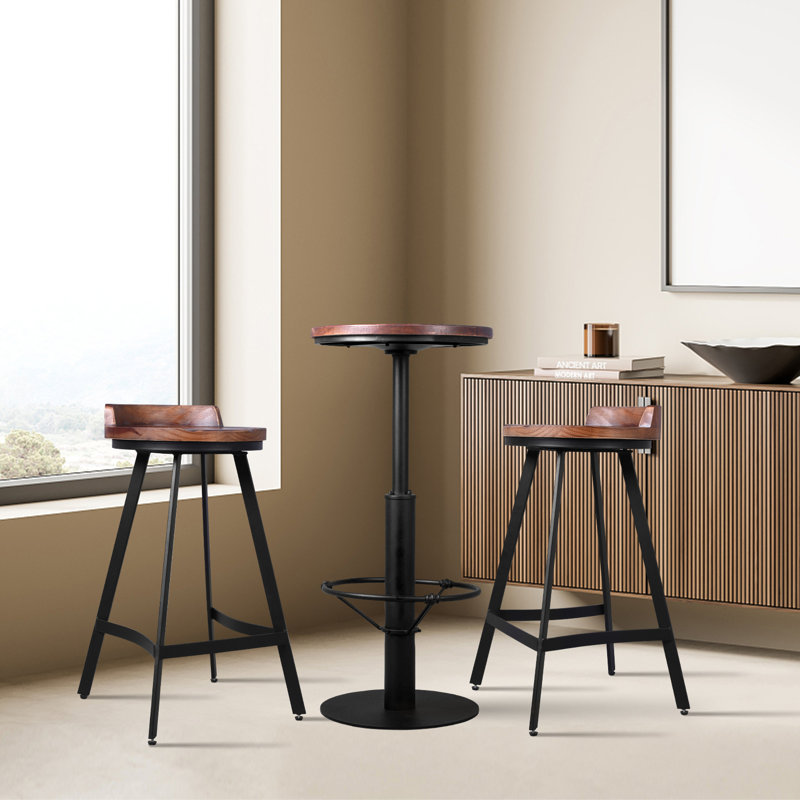 Jeimer 2 - Person Solid Wood Top Pedestal Dining Set