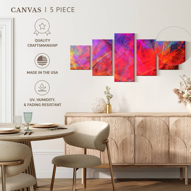 Couleurs chaotiques abstraites, H 42 po x l 92 po