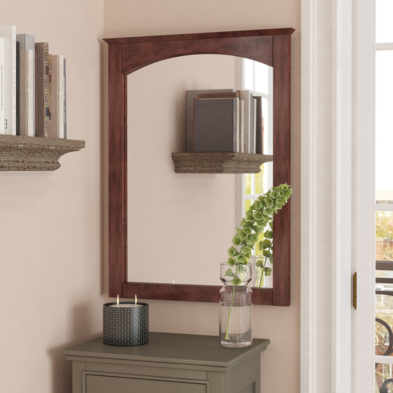 Wood-veneer Wall Mirror, 25", Espresso