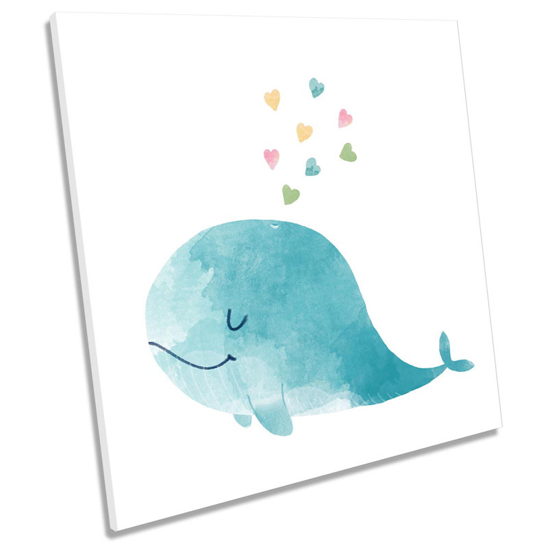 Z2729 Bathroom Happy Whale - Wrapped Canvas Painting, 76.2cm H x 76.2cm W x 4cm D