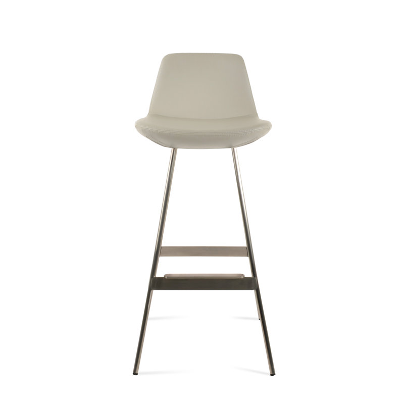 Tabouret Pera Balat, Similicuir crème en microfibres de polyester et d, Acier Inoxydable