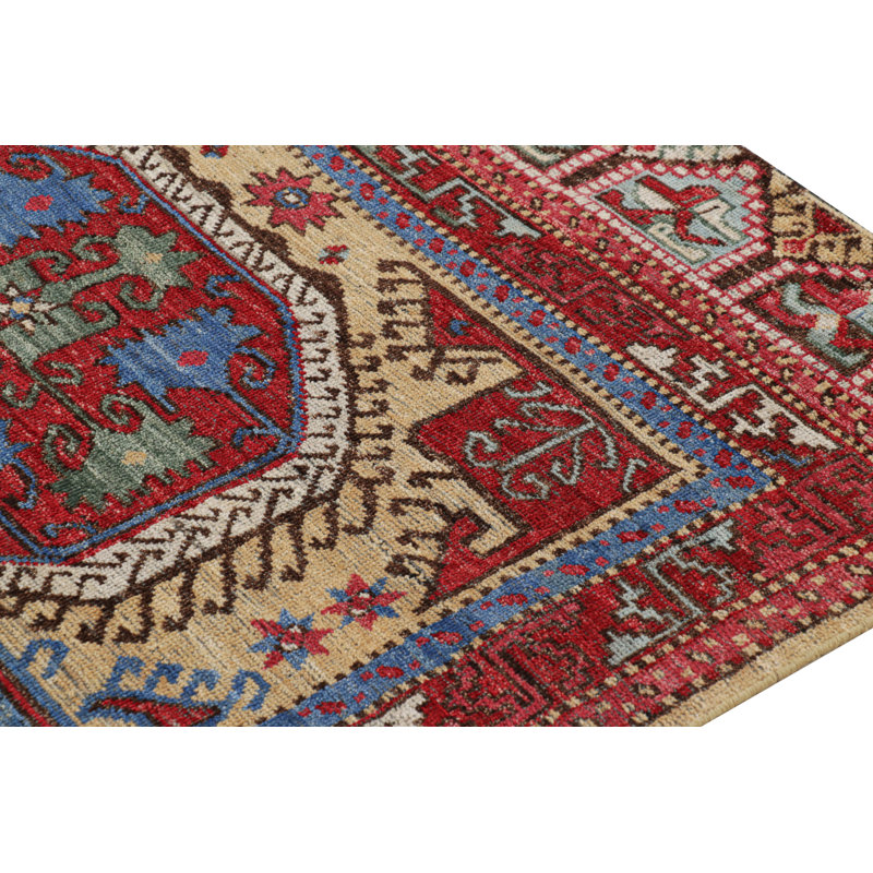 Burano Hand Knotted Wool Geometric Area Rug, Square 4'
