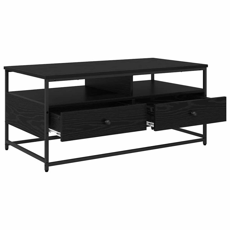 Coffee Table with Storage, Black Oak