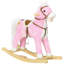 Chevaux et animaux à bascule en métal rose, 12,1 x 4,3 x 10,5 po, avec contrôle pratique
