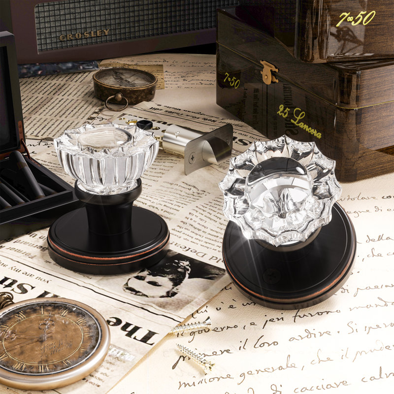 Boutons de porte en cristal Coolnews Retro Elegant Series, Bronze huilé / brun