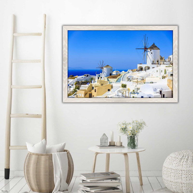 «Grèce», reproduction de photo encadrée, H 21,5 po x l 27,5 po x P 0,75 po, Cadre crème délavé
