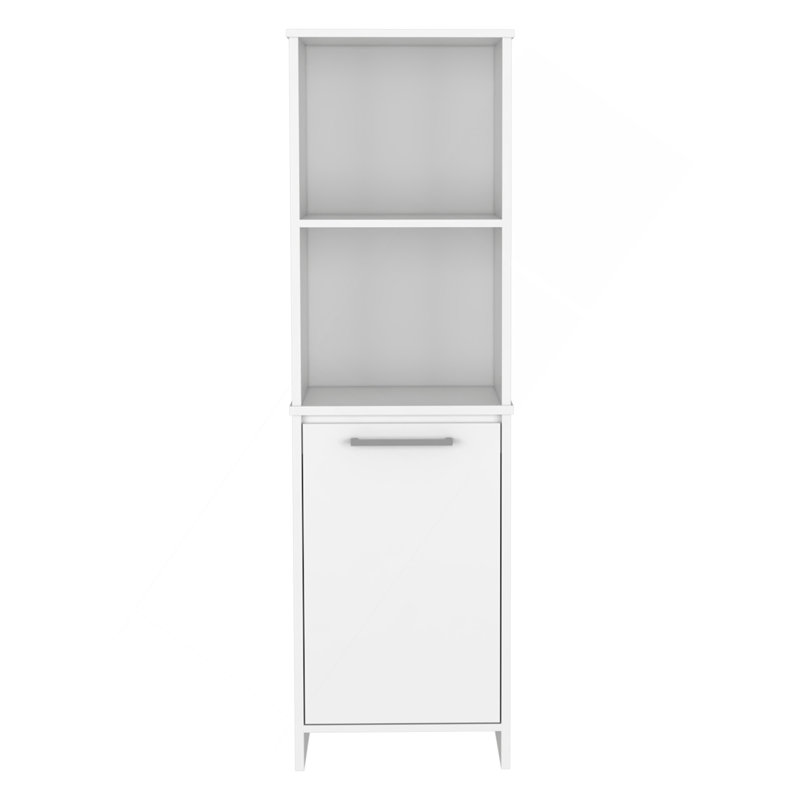 Eiffel Kitchen Pantry, Two External Shelves, Single Door Cabinet, Two Interior Shelves White -White