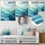 Gree and White Sway Wave Serenity III - art mural géométrique en métal-718616806
