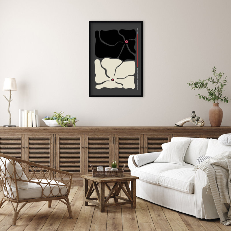 Two By Two Flower Grey by Frances Collett, 41" H x 29" W x 1" D, Black