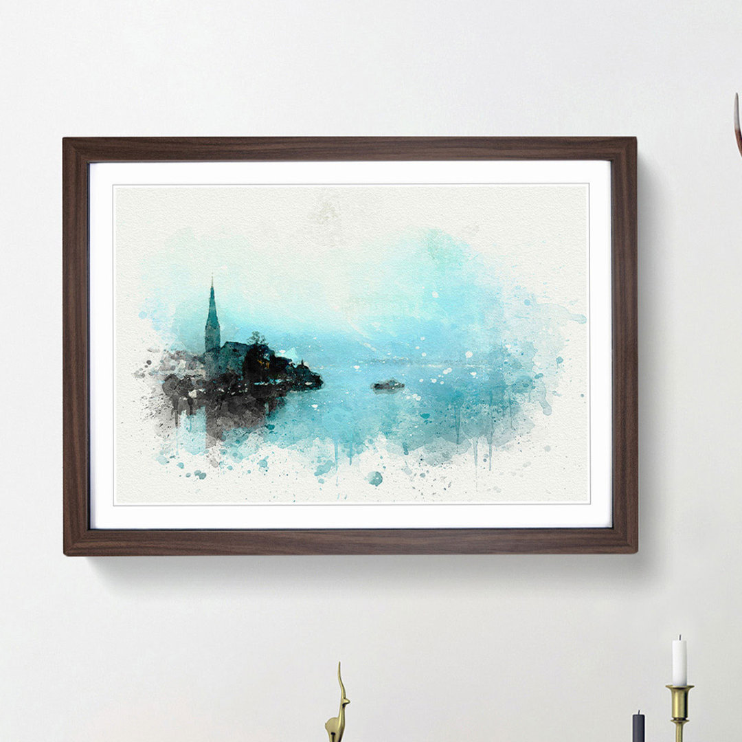 Boat in Hallstatt Austria in Abstract - Picture Frame Graphic Art Print
