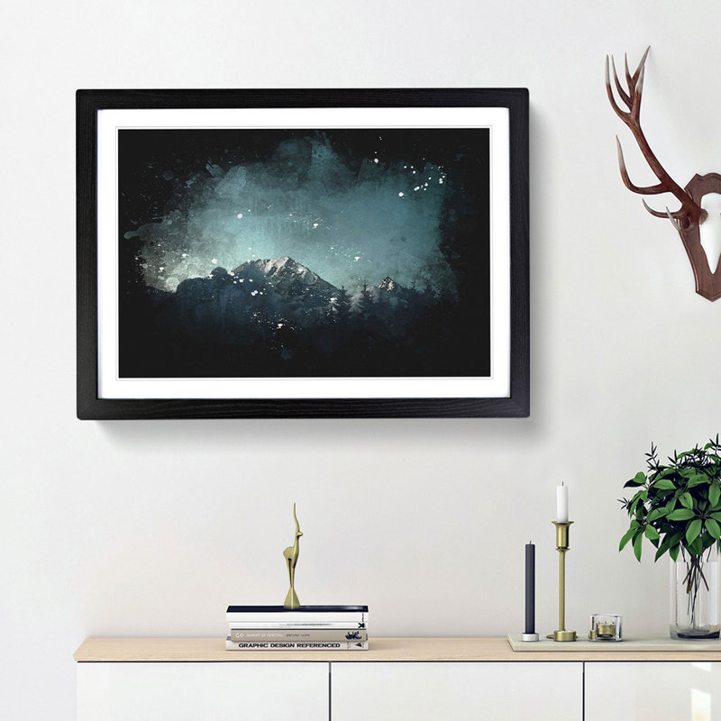 Snow Capped Mountain - Picture Frame Graphic Art, 62cm H x 87cm W x 2cm D, Black Framed