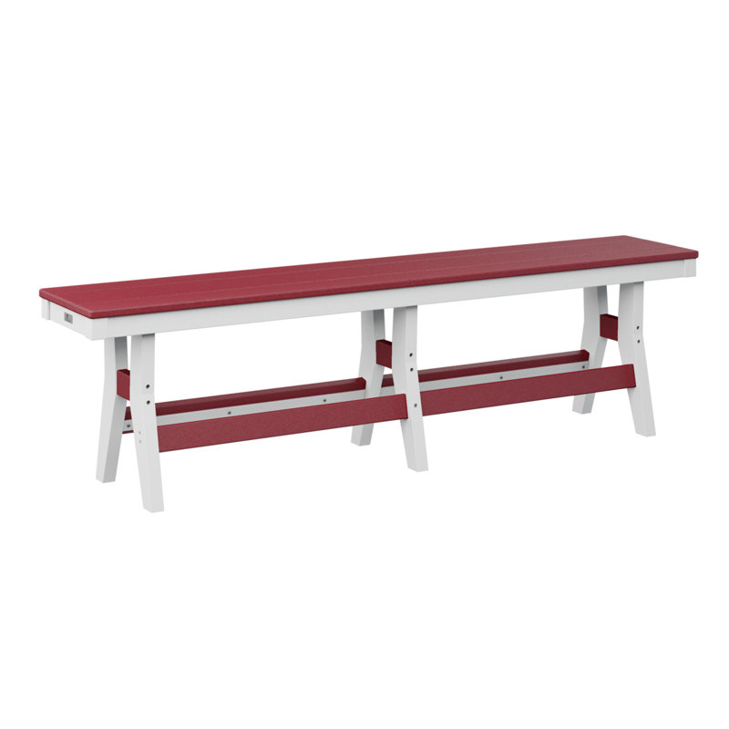 Banc de comptoir de 66 po Berlin Gardens Harbor, H 22,5 po x l 66 po x P 12,5 po, Rouge écarlate / blanc