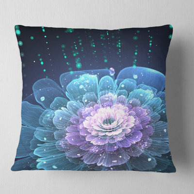 Designart 'Fractal Flower with Water Drops' Floral Throw Pillow
