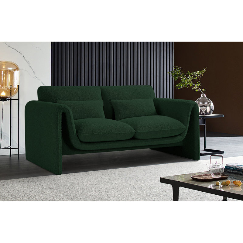 Honoriu Upholstered 64'' Loveseat, Green Boucle Fabric
