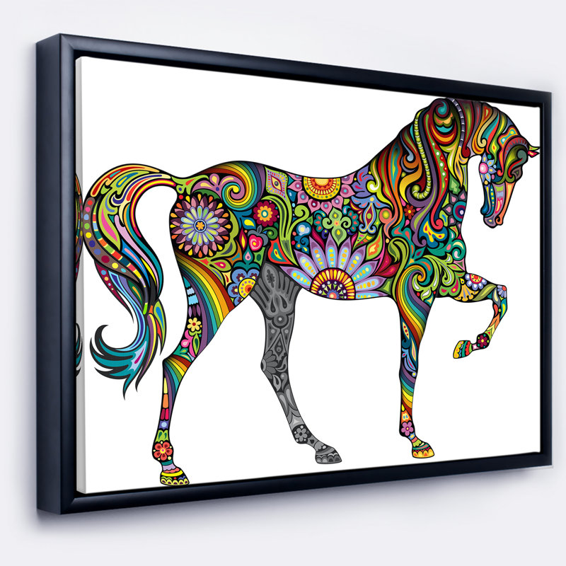 « joyeuse cheval », impression, H 16 po x l 32 po x P 1 po, Toile avec cadre flottant