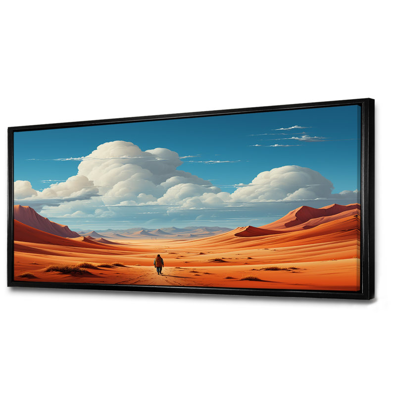Espace brun brun, désert de l'espace sur Mars, planète II - Art mural, Cadre flottant noir, H 28 po x l 60 po x P 1,5 po
