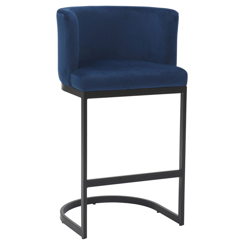 Adelaid Upholstered Counter Stool with Metal Frame, Blue