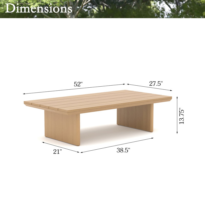 Table basse rectangulaire en aluminium pour patio, 132 cm L x 70 cm P