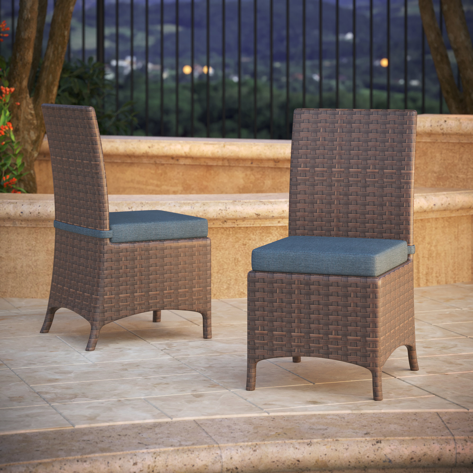 Sunbrella® Indoor/Outdoor Dining Chair Cushion, Spectrum Denim Sunbrella®
